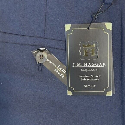 Haggar Men's Premium 4 Way Stretch Slim Fit Flat Front Suit Pant-Blue - 32W 32L