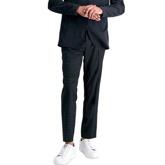 Kenneth Cole Reaction Men's Skinny-Fit Shadow Check Dress Pants-Black-34W30L-New