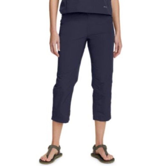 $90 Eddie Bauer Women's Mountain Crinkle Crop Pants-Atlantic Navy- Large