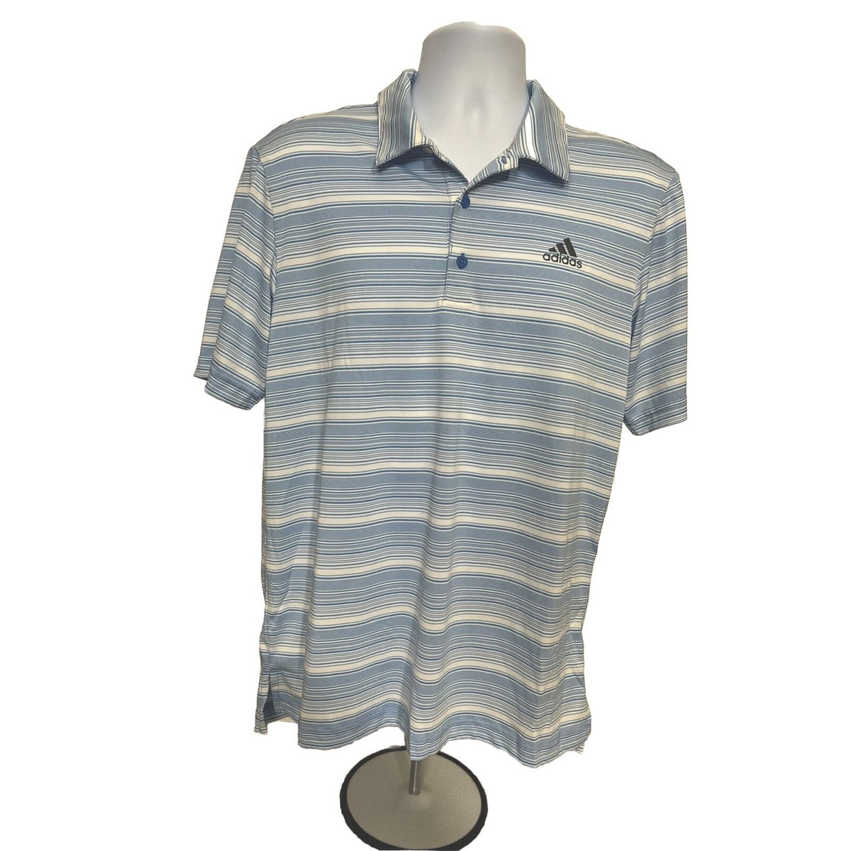 $65 Adidas Men’s Gradient Striped Polo Golf Shirt- Real Blue/White-Medium-New