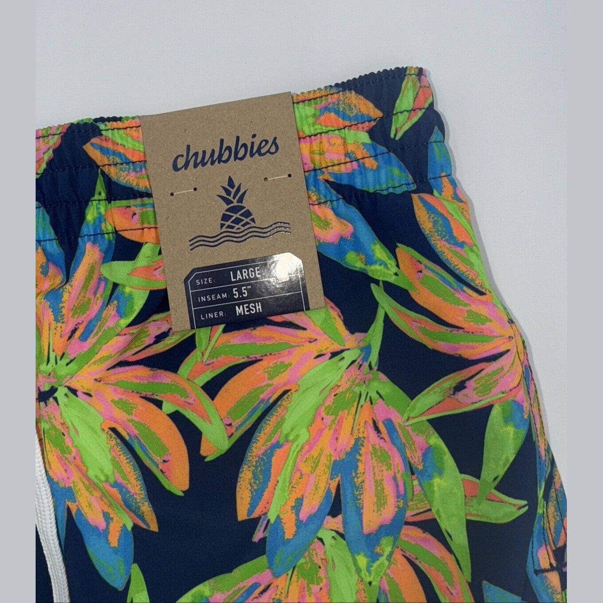 $70 Chubbies The Ocean Flowers 5.5" Inseam Swim Trunks-Multi -Large -New Tag