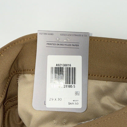 $70 Levi's Men's 511 Slim Tech Pants Stretch A92130010- Tan - 29W 30L - New Tag