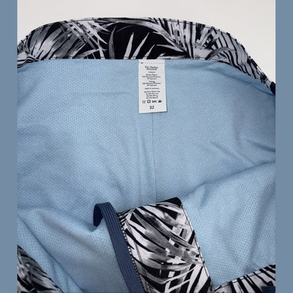 $89 FAIR HARBOR Men’s Sextant Swim Trunk Inner Lined Shorts-white/Blk-Size: 32W
