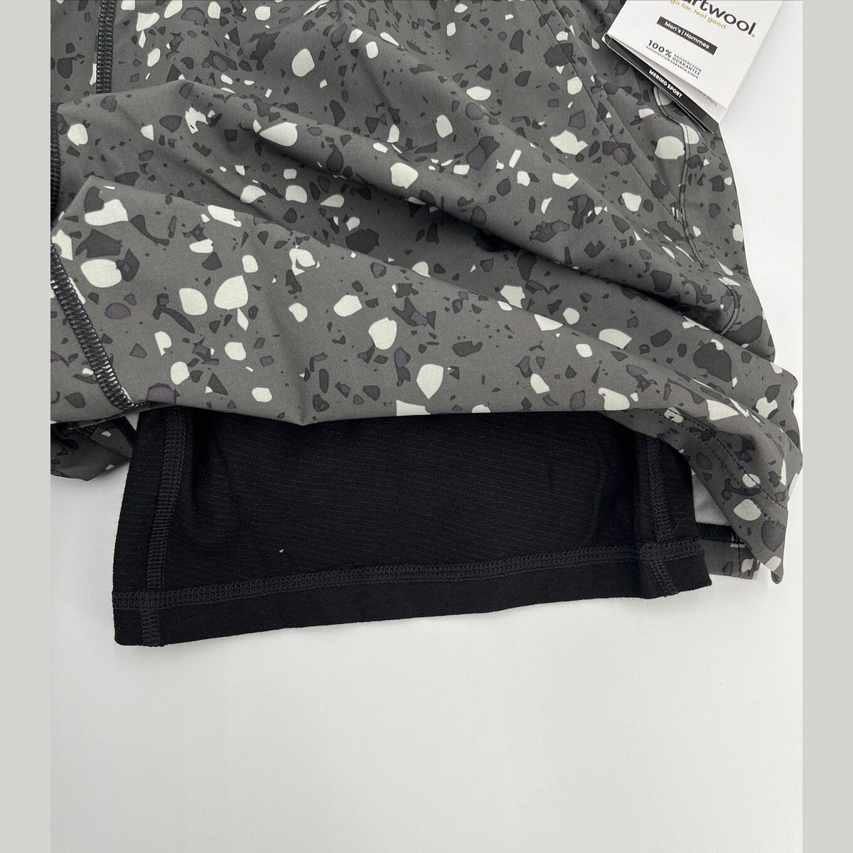 $75 Smartwool Men’s Merino Sport Lined Run Hike Shorts- Black Print-Small-New