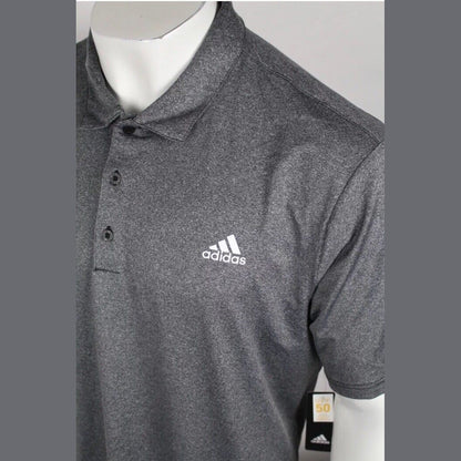 $65 Adidas Men's Golf Polo Ultimate UPF 50 Size XL Grey Heather ADVS20R773-Small