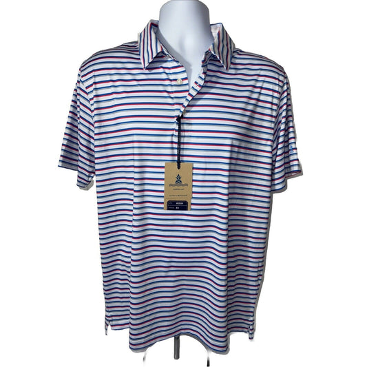 Chubbies Men's The 4th Of Ju-Line Performance Polo Shirt-White Multi-Medium-New