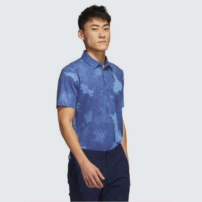 $65 Adidas Men's Flower Mesh Golf Polo Shirt -Real Blue - Small -New Tag