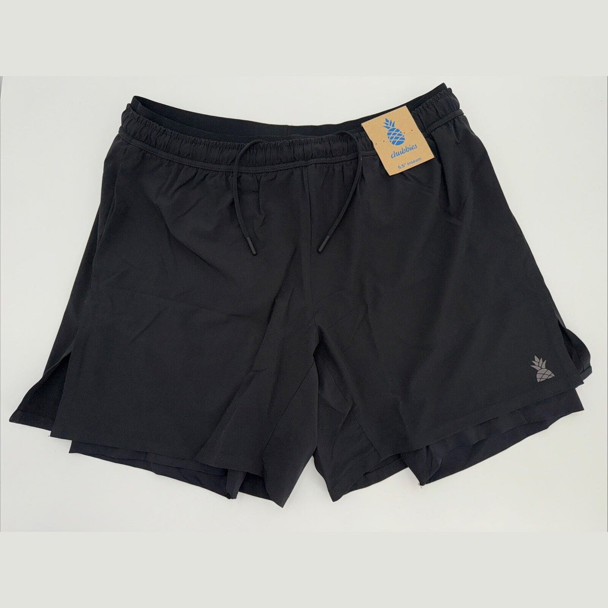 $80 Chubbies Men’s The Secret Agents 5.5” Ultimate Training Shorts-Black- Large