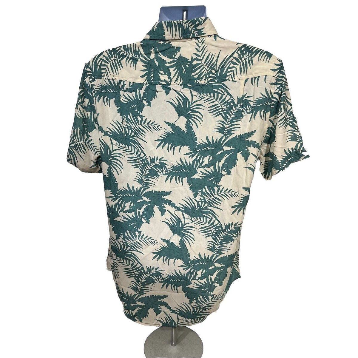 $59 Report Collection Men’s Tropical Print Short Sleeve Button Down-Cream-Medium