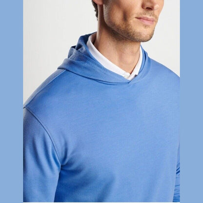 $200 Peter Millar Men’s Pine Performance Hoodie Pullover-Starboard Blue-Small