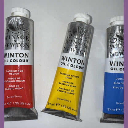 Combo Of 3 Winsor and Newton Winton Oil Colour 1.25 oz. Cadmium Red,Yellow,Blue