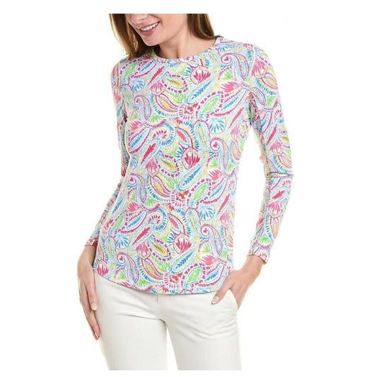 $100 Ibkul Women’s Long Sleeve Crew Neck Top-Massie Watermelon Multi-Small-New