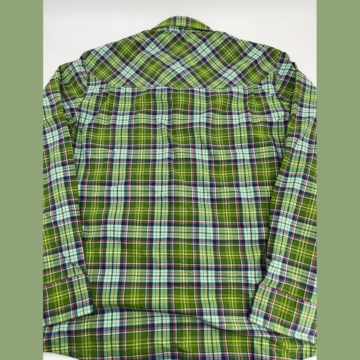 $120 Stio Men’s Eddy Shirt Long Sleeve Pearl Snap-Fresh Lichen Plaid -Small-New