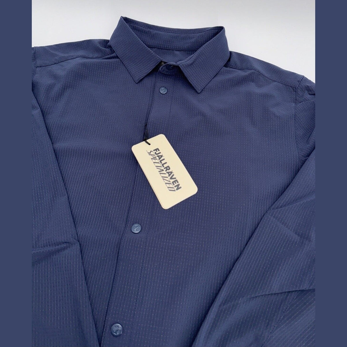 $150 FJALLRAVEN Men’s Specialized S/F Sun Long Sleeve Shirt- Navy- Medium - New