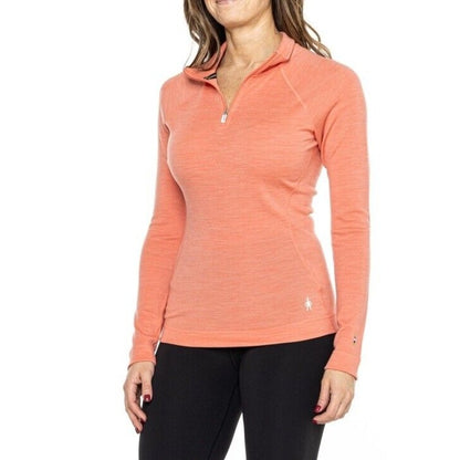 $115 Smartwool Women’s 1/4 Zip Thermal Pullover Merino Wool-Sunset Coral -XSmall