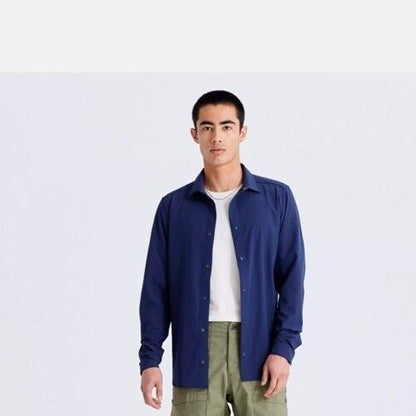 $150 FJALLRAVEN Men’s Specialized S/F Sun Long Sleeve Shirt- Navy- Medium - New