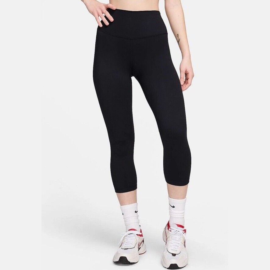 $55 Nike One Women’s Dri-Fit High Waisted Cropped- FN3236 -Black- Medium