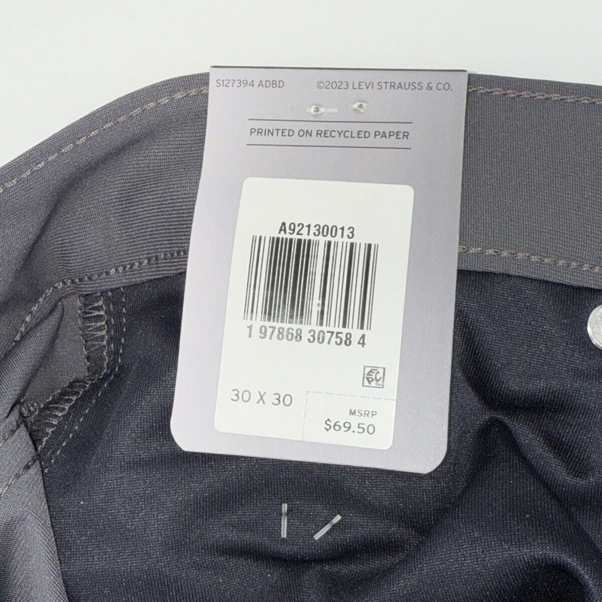 $70 Levi's Men's 511 Slim Tech Pants Stretch A92130010- Grey- 30W 30L - New Tag