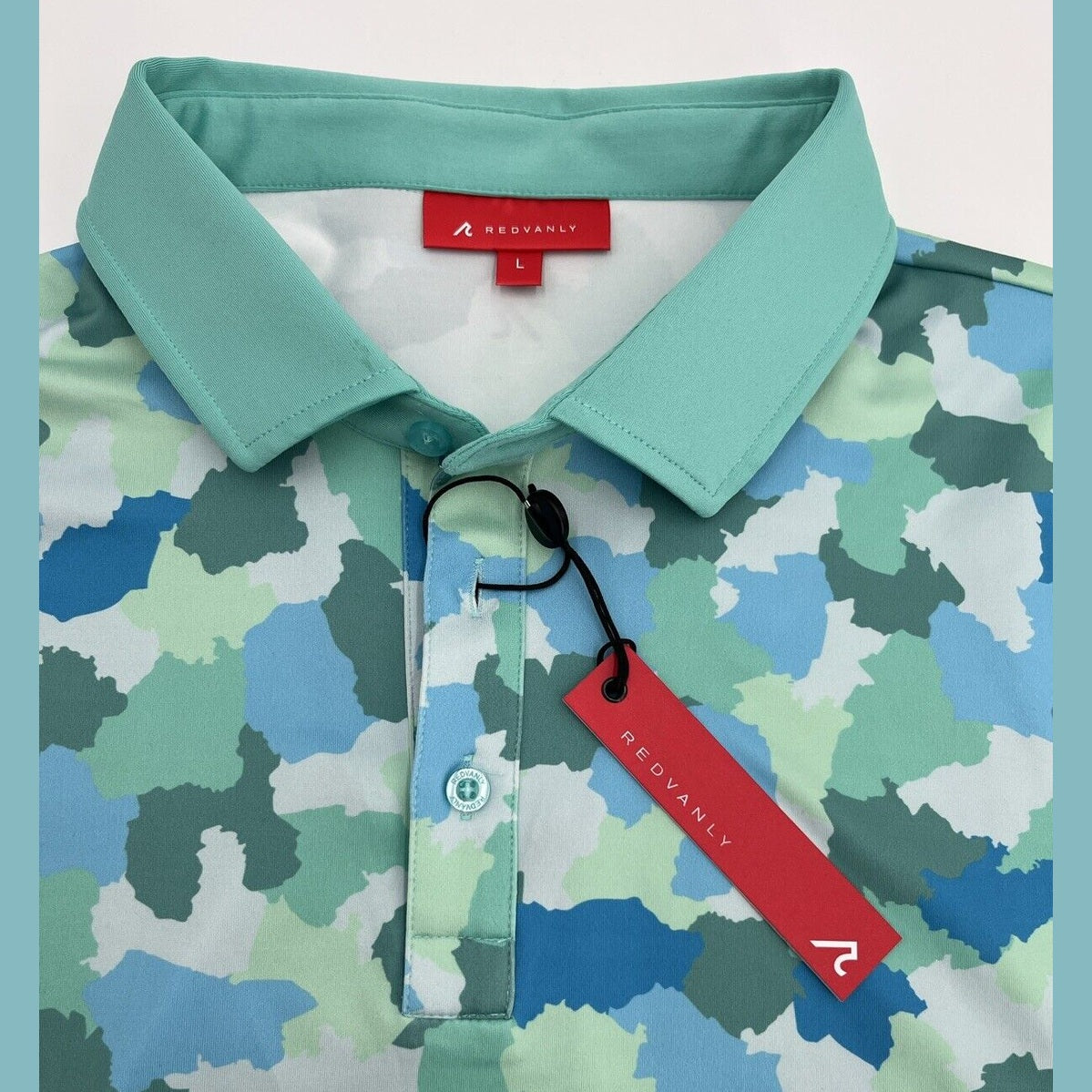 $105 Redvanly Men’s Dawson Golf Polo Shirt - Pool Green - Large- New Tag