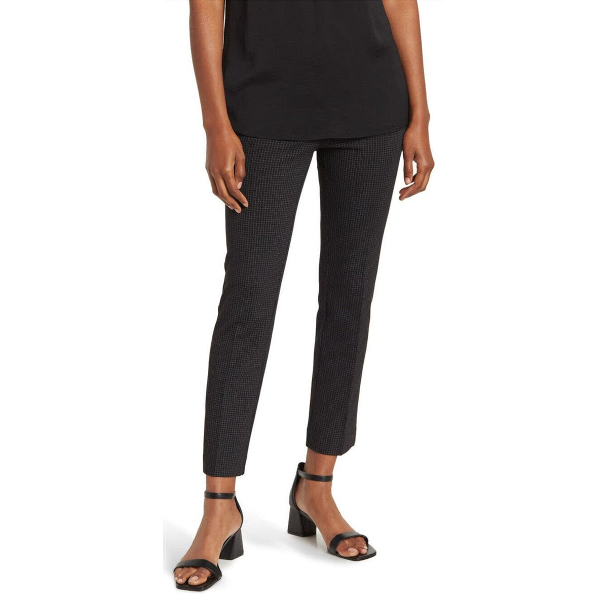 AMANDA AND CHELSEA Lily Modern Fit Grid Ankle Pants-Black/White -Size: 4 -$110