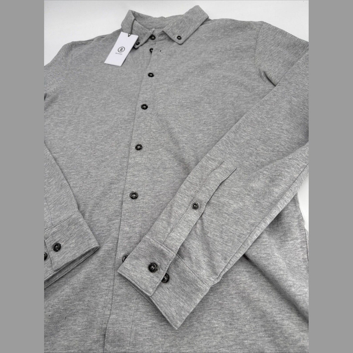 $220 Bogner Men’s Franz-O Button Up Shirt - Light Grey- Large- New Tag