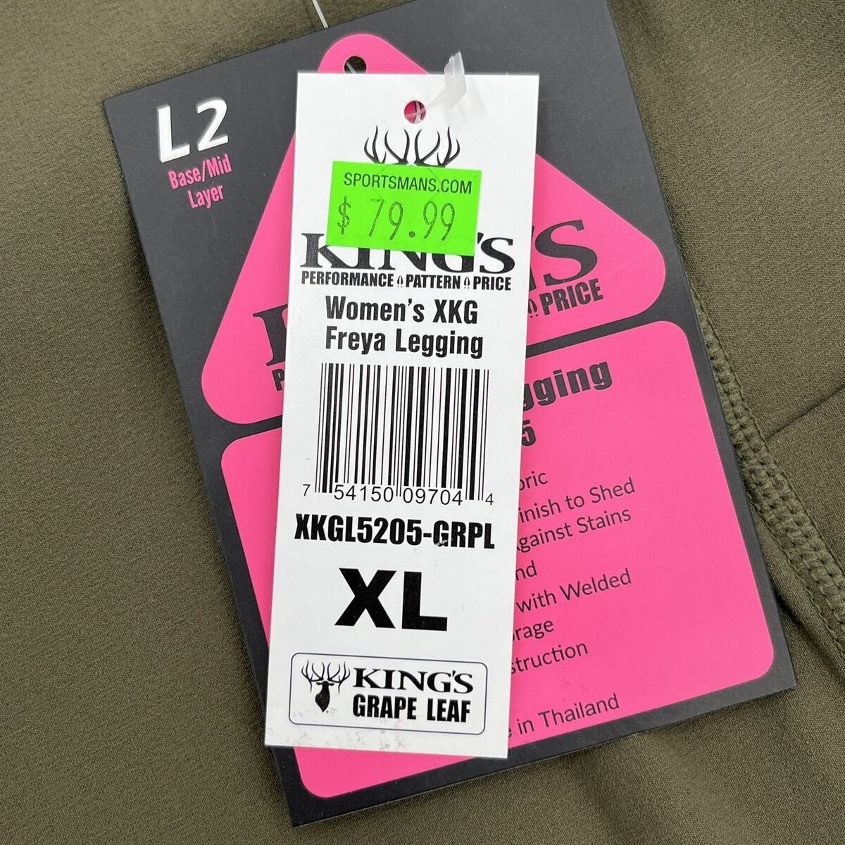 $80 King's Women’s High Waist Freya Leggings Stretch-Leaf Olive-xLarge-New Tags