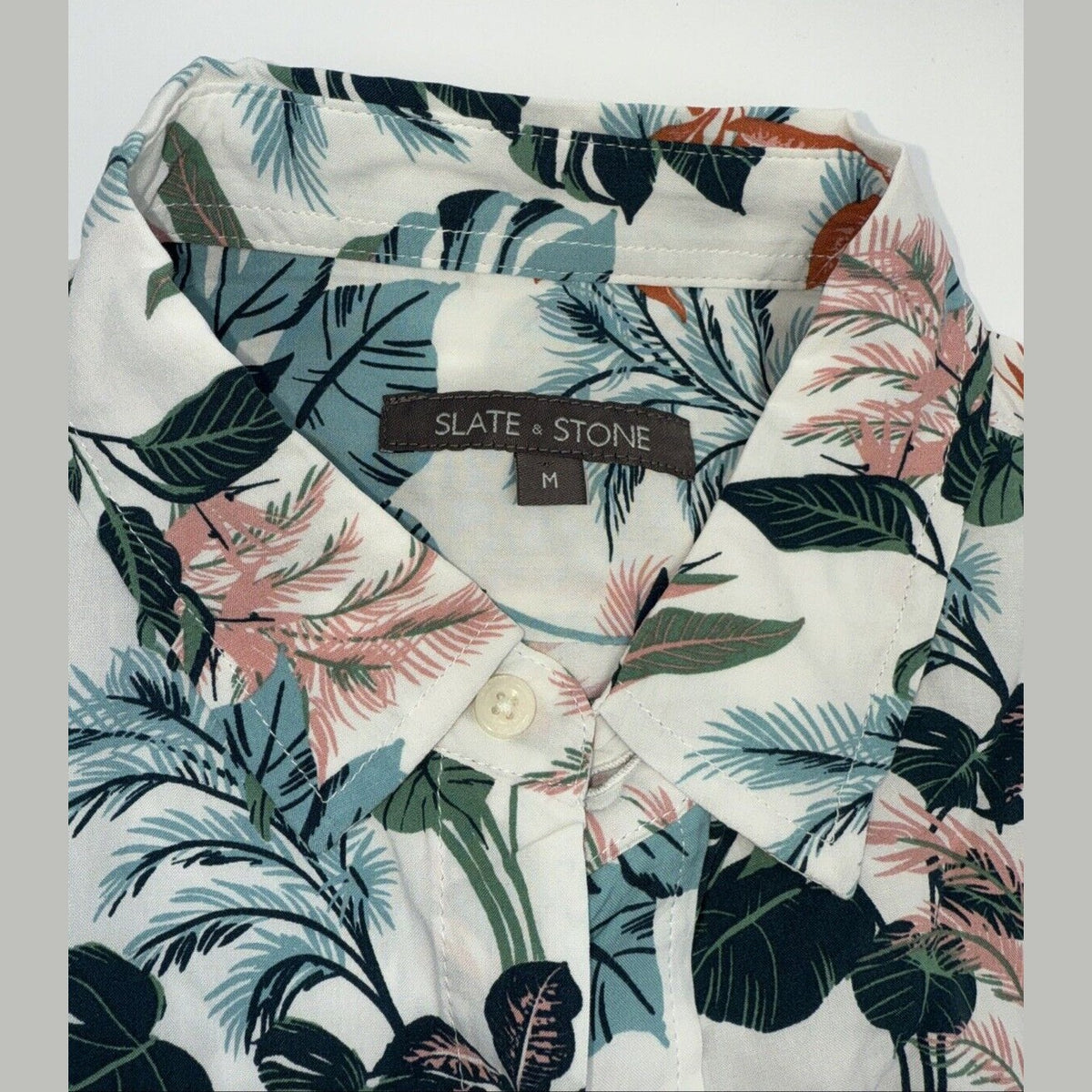 $128 Slate & Stone Tropical Floral Viscose Shirt Short Sleeve-Multicolor-Medium