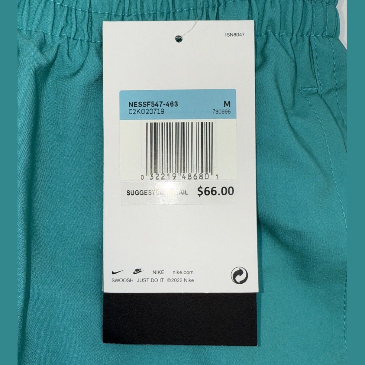 NIKE Men’s Shorts Swim Trunks NESSF547 Ocean Volley 9”-Teal/Yellow-Medium -New