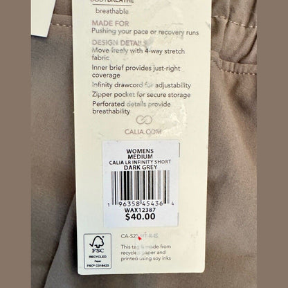 CALIA Women's Infinity Run Shorts 3” Relaxed Fit -Dark Grey - Medium - NWT