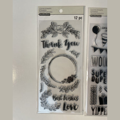 Lot Of 3 Recollections Poly Clear Photopolymer Stamps - Combo Lot