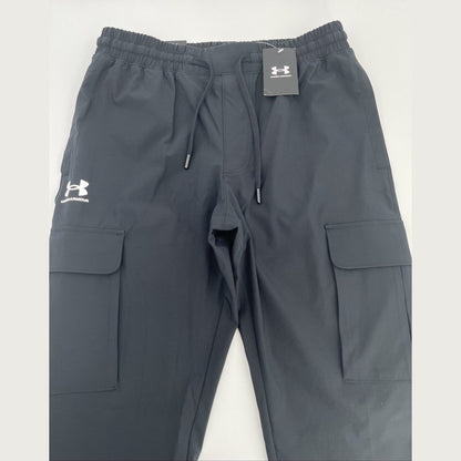 $80 Under Armour Men's UA Woven Vibe Cargo Joggers - Black - Small- New Tag