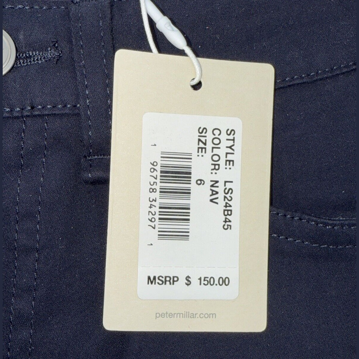 $150 Peter Millar Women's Karlie Stretch Sateen High Rise Pant-Navy-Size: 6 -NEW