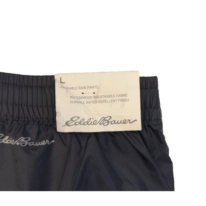 $99 Eddie Bauer Men’s WeatherEdge Packable Waterproof Rain Pants -Black- Large