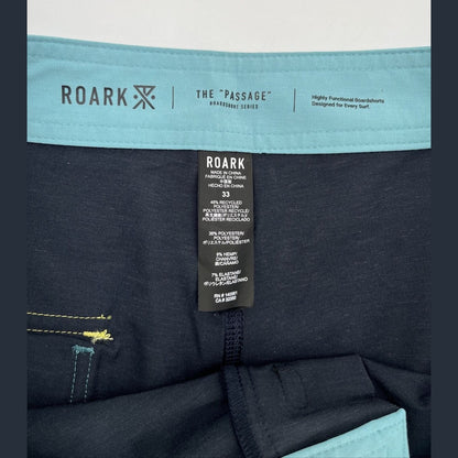 $69 Roark Men’s Passage Panel Batik 17” Boardshorts-D.Navy Black -Size: 33W-New