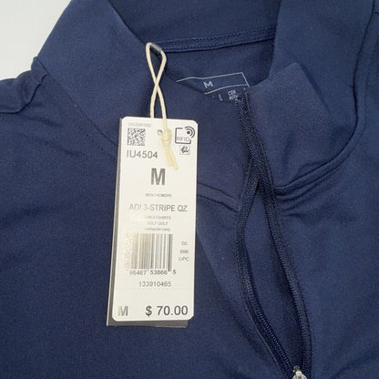 $70 adidas Men’s Adi 3 Stripes Lightweight 1/2 Zip Pullover- Navy - Medium - New