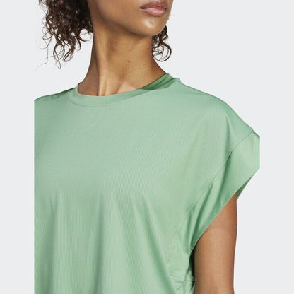 Adidas Women’s Cropped Studio Yoga Tee - Preloved Green - Size Med - NWT