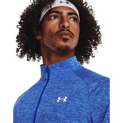 $45 Under Armour Men’s Technical Textured Half Zip Performance Shirt-Blue-Small