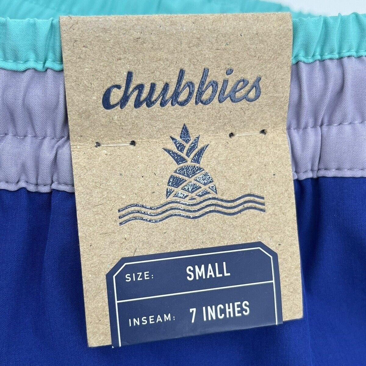 Chubbies Men's Stretch Swim Trunks 7" The Weekend Plans -Blue-Small -New $79.50