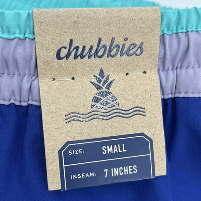 Chubbies Men's Stretch Swim Trunks 7" The Weekend Plans -Blue-Small -New $79.50