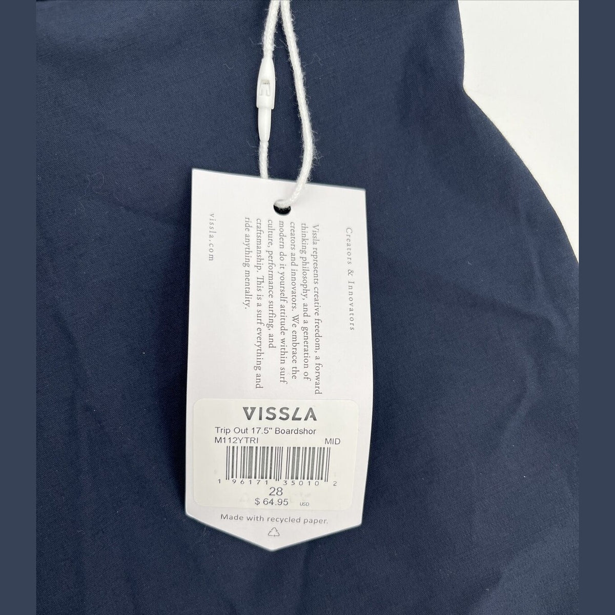 $65 Vissla Men’s Trip Out  17.5" Boardshort Swim Shorts-Navy Blue-Size: 28”W-New