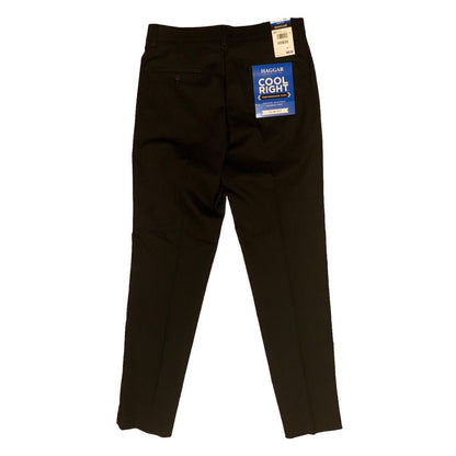 Haggar Men’s Cool Right Performance Flex Slim Fit Flat-Front Pants-Black-32Wx32L