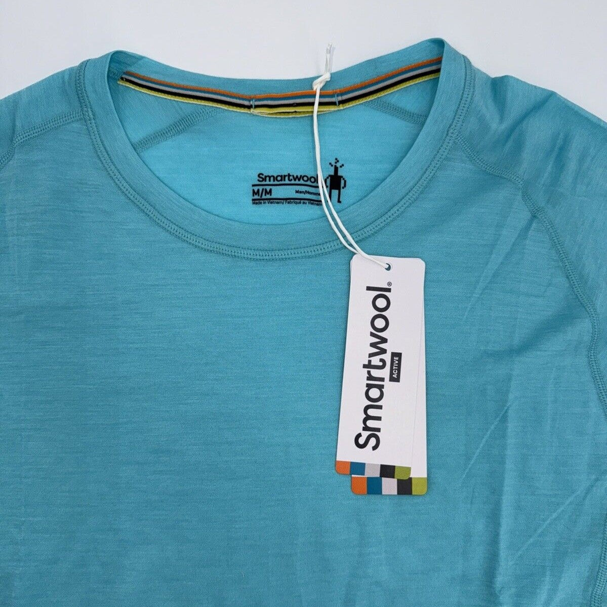 $75 Smartwool Men’s Active Ultralight Long Sleeve Shirt-Iceberg Blue-Medium-New