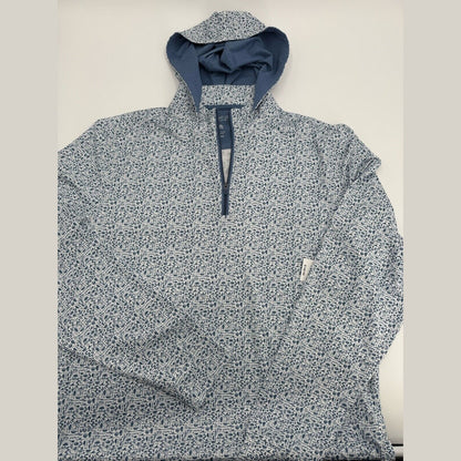 $148 Johnnie-O Daniel Performance 1/2 Zip Hoodie- Blue White- Small- New Tag
