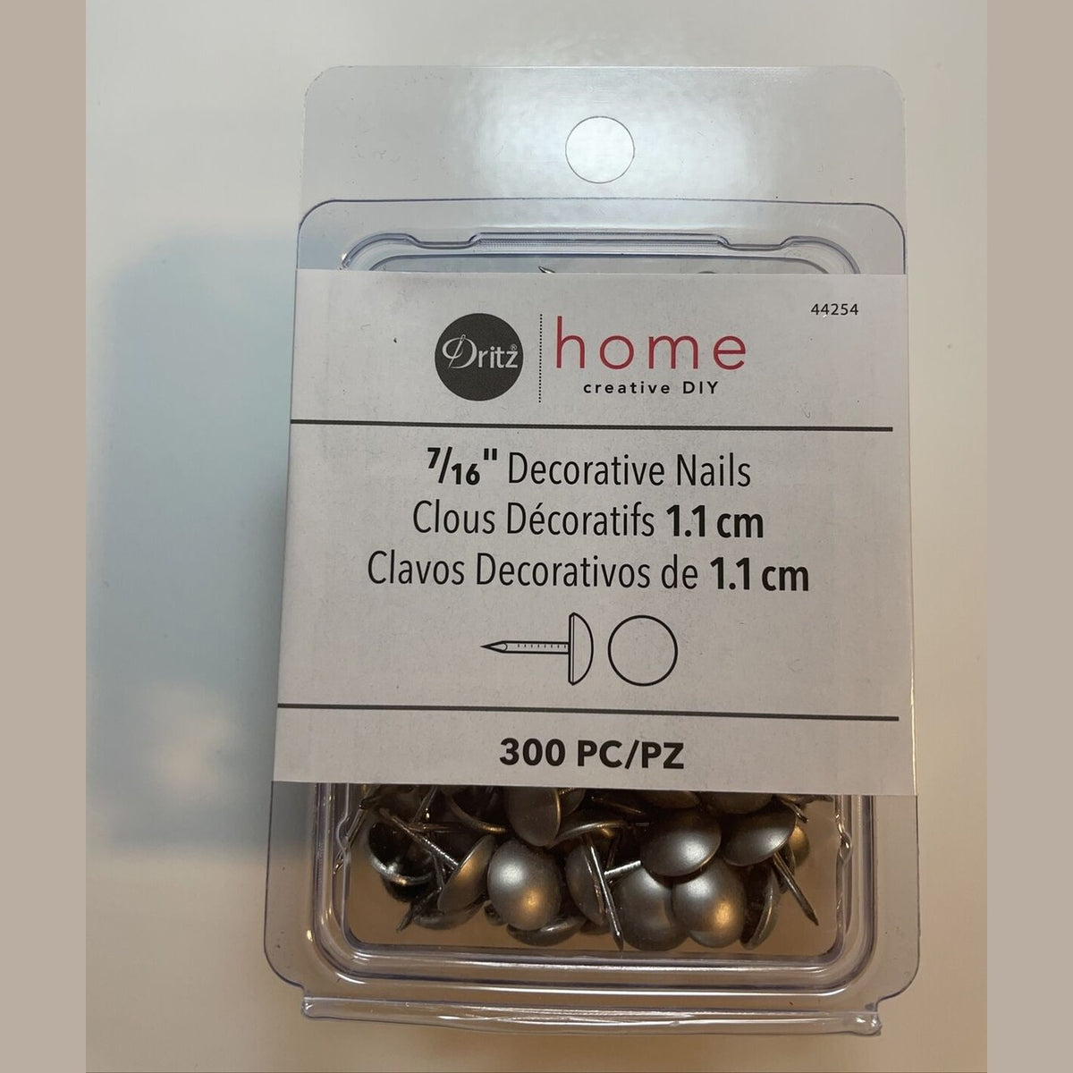 Dritz Home 44254 Smooth Decorative Nails, 7/16-Inch, Brushed Nickel (300-Piece)