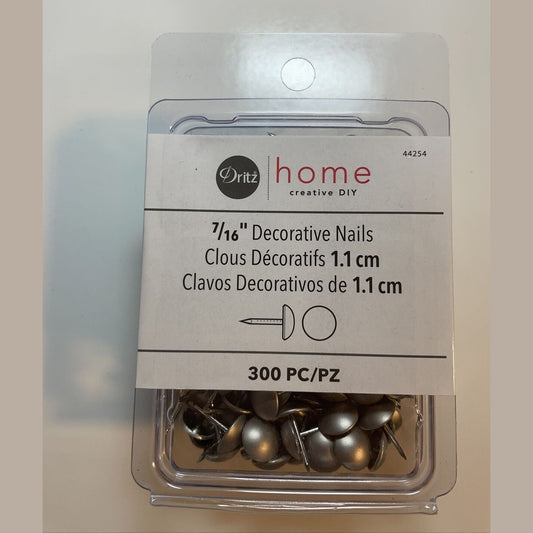 Dritz Home 44254 Smooth Decorative Nails, 7/16-Inch, Brushed Nickel (300-Piece)