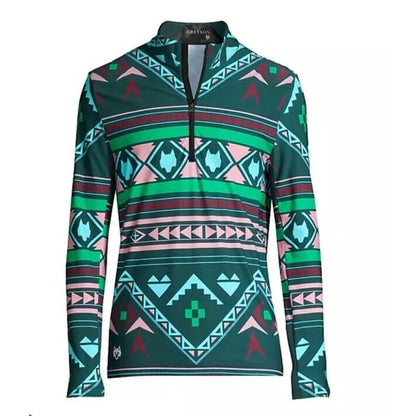 $200 Greyson Golf Pullover Sequoia Ghostwolf Print 1/4 Zip-Multicolor-Medium NWT