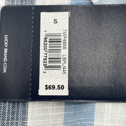 $70 Lucky Brand Men’s 100% Cotton Ballona S/S Shirt Plaid-Blue-Medium-New Tag