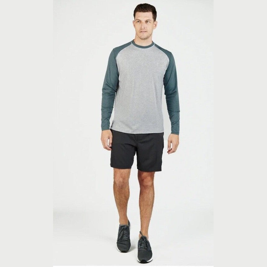 Tasc Men’s Carrollton Blocked Long Sleeve Fitness T-Shirt-Heather Gray-Small-New