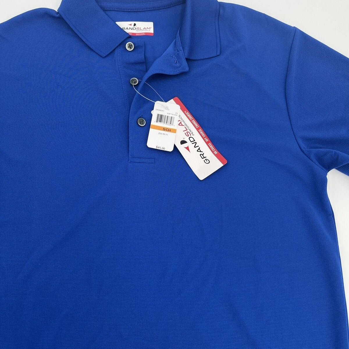 Grand Slam Off-Course Classic-Fit Solid Golf Polo -Blue Surf - Small- Tag $45