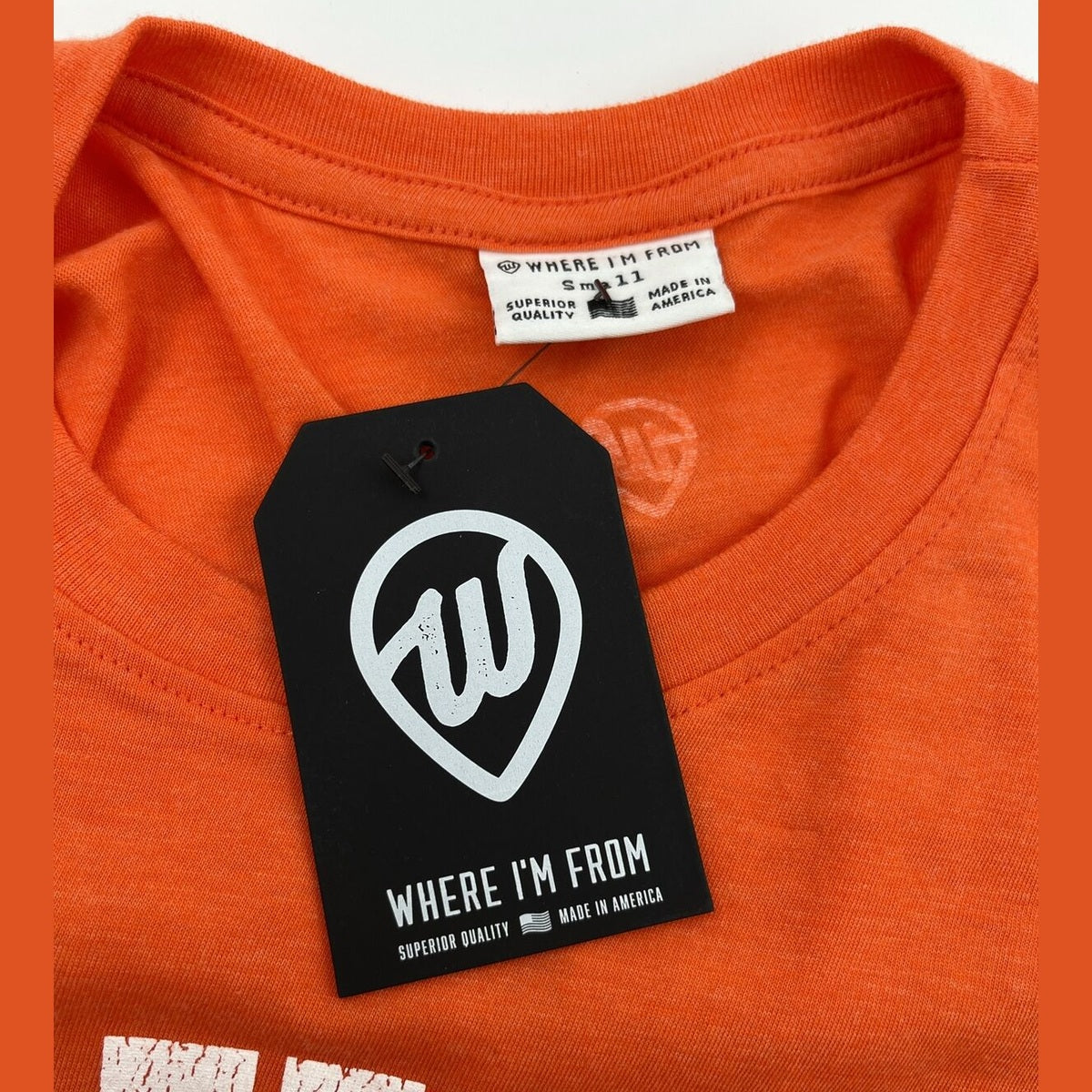 Where I’m From Men’s Denver Soft Cotton T Shirt-Orange/White/Navy-Small-New